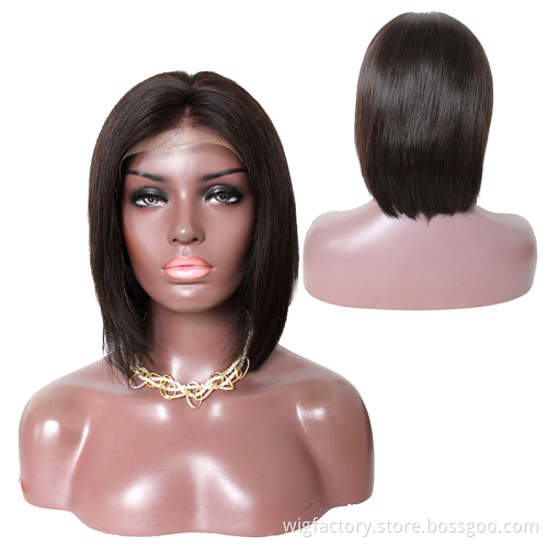 New arrival virgin human hair 13x4 short bob wigs, straight human hair lace front wigs wholesale